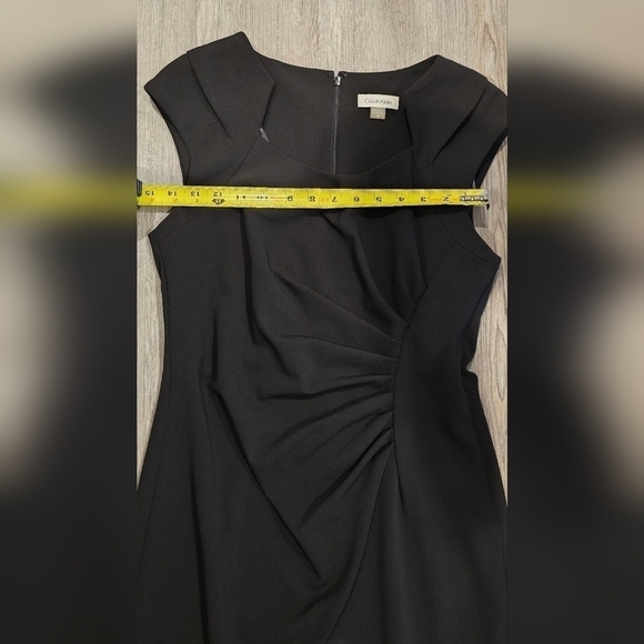 Size 8 | Calvin Klein Square Neck Sheath Midi Dress Fancy Black Dress - Picture 7 of 12